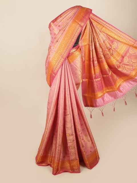 

Pothys Pink & Yellow Woven Design Zari Art Silk Banarasi Saree
