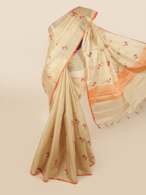 

Pothys Gold-Toned & Pink Tissue Saree