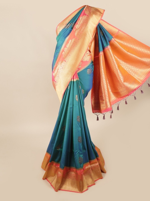 

Pothys Blue & Pink Woven Design Banaras Saree
