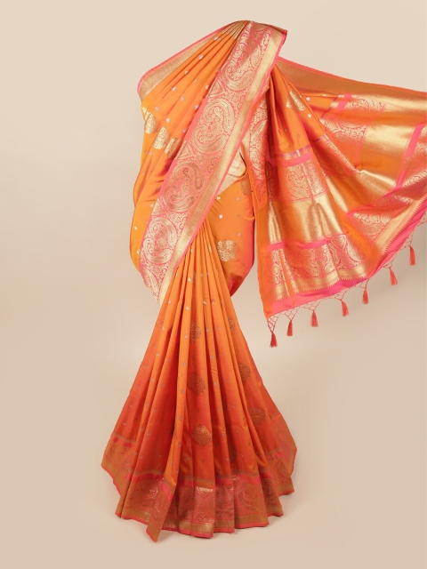 

Pothys Orange & Pink Woven Design Zari Art Silk Banarasi Saree