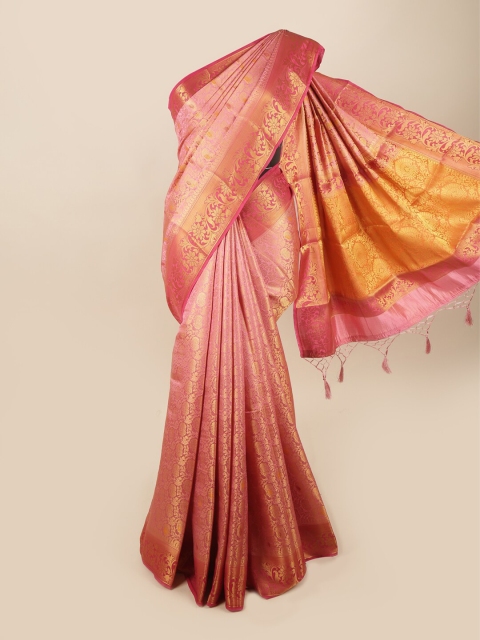 

Pothys Pink & Gold-Toned Woven Design Zari Art Silk Banarasi Saree