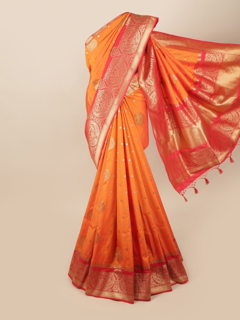 

Pothys Orange & Pink Woven Design Zari Art Silk Banarasi Saree