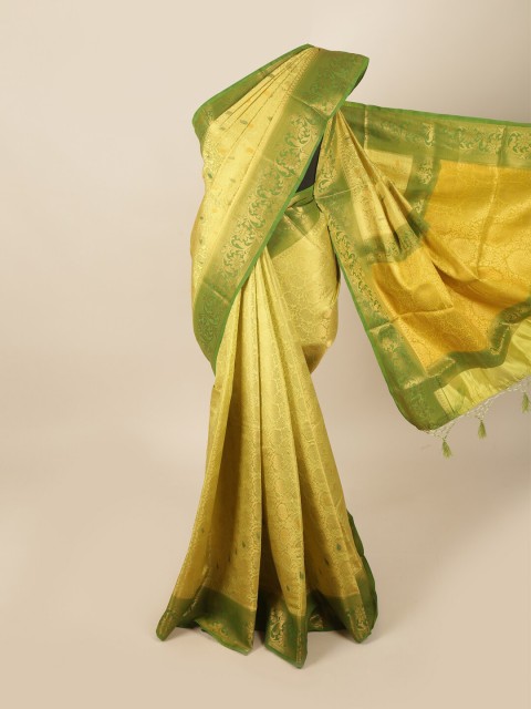 

Pothys Green & Yellow Woven Design Zari Art Silk Banarasi Saree