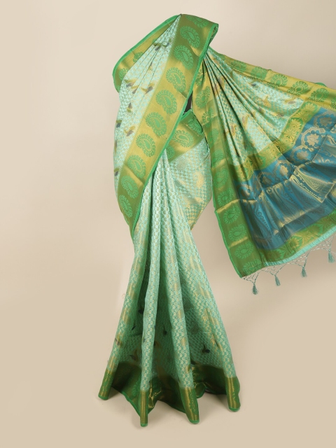 

Pothys Green & Gold Ethnic Motifs Zari Art Silk Banarasi Saree