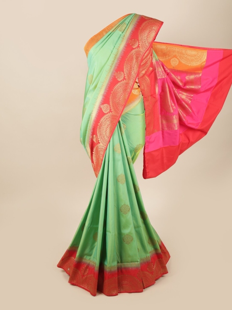 

Pothys Green & Red Woven Design Banaras Saree
