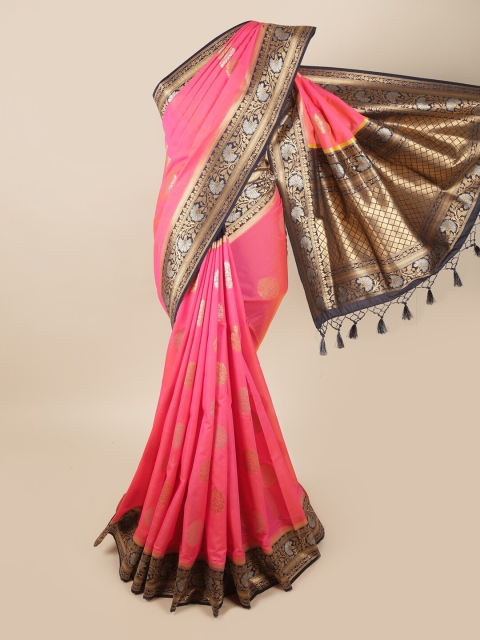 

Pothys Pink & Blue Woven Design Zari Art Silk Banarasi Saree