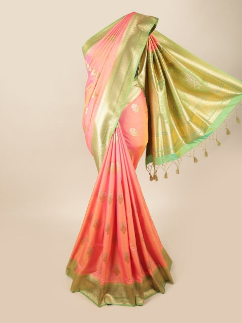 

Pothys Pink & Gold-Toned Woven Design Zari Art Silk Banarasi Saree