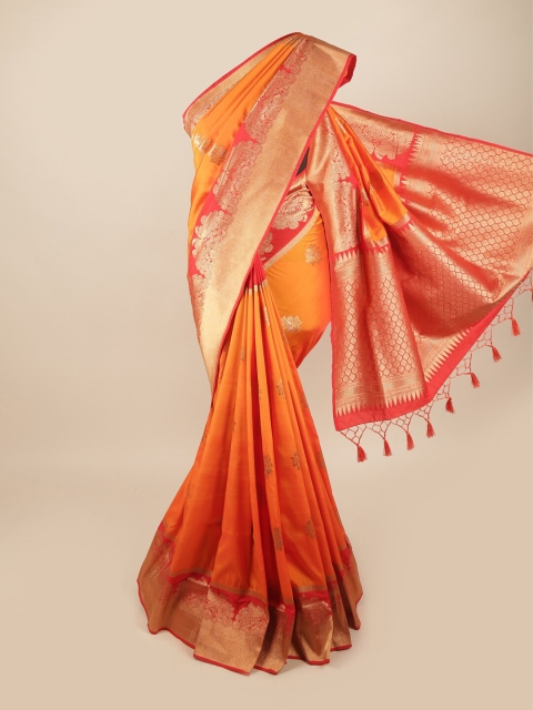 

Pothys Orange & Red Woven Design Zari Art Silk Banarasi Saree
