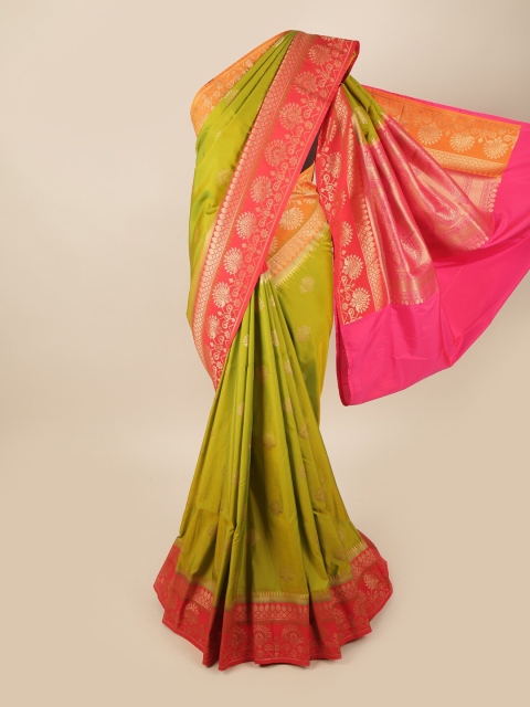 

Pothys Green & Fuchsia Ethnic Motifs Zari Art Silk Banarasi Saree