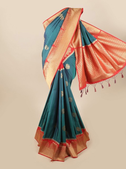 

Pothys Blue & Red Ethnic Motifs Zari Art Silk Banarasi Saree