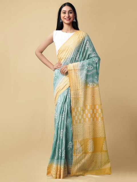 

Unnati Silks Green & Yellow Ethnic Motifs Pure Cotton Kota Saree