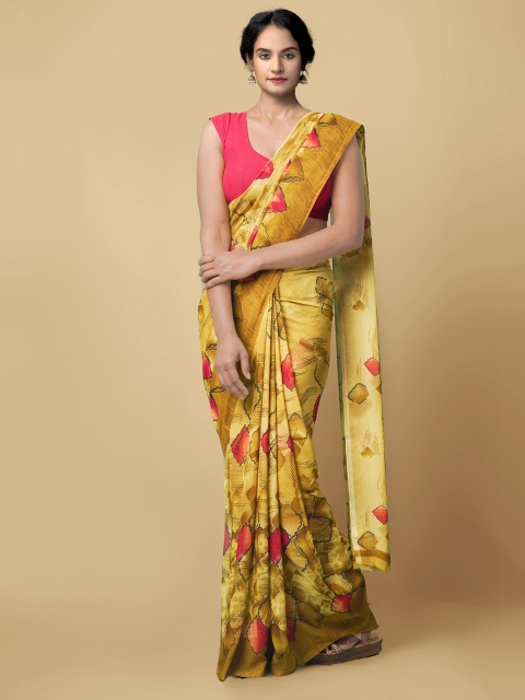 

Unnati Silks Brown Floral Printed Georgette Saree
