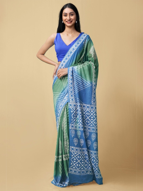 

Unnati Silks Green & Blue Pure Cotton Kota Saree