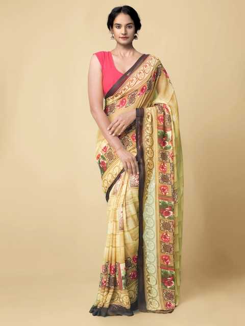 

Unnati Silks Brown Floral Printed Georgette Saree