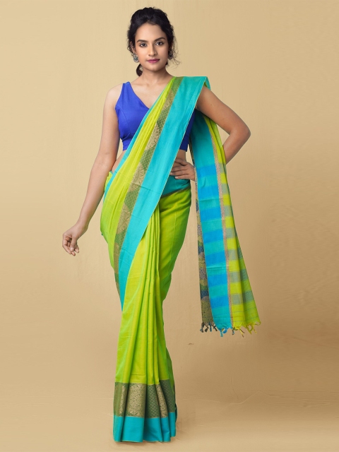 

Unnati Silks Green & Blue Pure Cotton Narayan Peth Saree