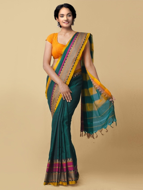 

Unnati Silks Green & Yellow Woven Design Pure Cotton Narayan Peth Saree