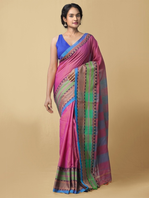 

Unnati Silks Pink & Fuchsia Pure Cotton Narayan Peth Saree