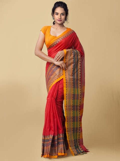 

Unnati Silks Red & Yellow Pure Cotton Narayan Peth Saree