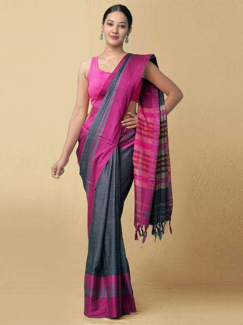 

Unnati Silks Grey & Magenta Woven Design Pure Cotton Narayan Peth Saree