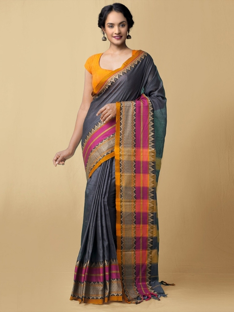 

Unnati Silks Black & Yellow Pure Cotton Narayan Peth Saree