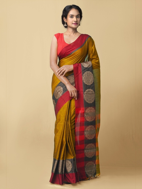 

Unnati Silks Brown & Fuchsia Woven Design Pure Cotton Narayan Peth Saree