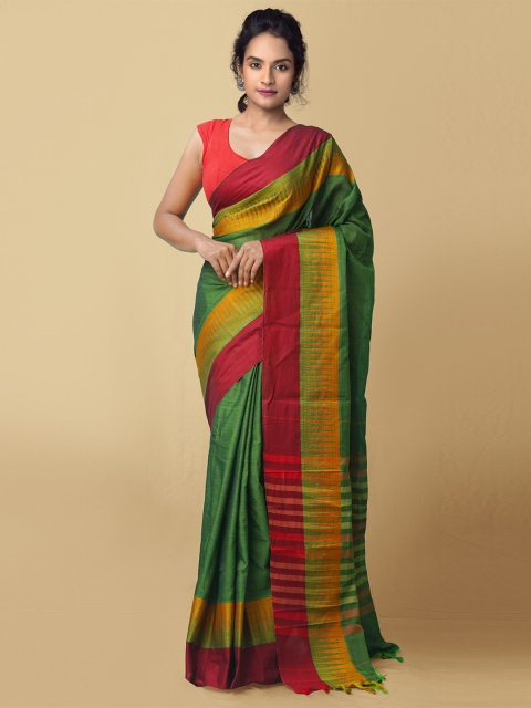 

Unnati Silks Green & Red Woven Design Pure Cotton Narayan Peth Saree