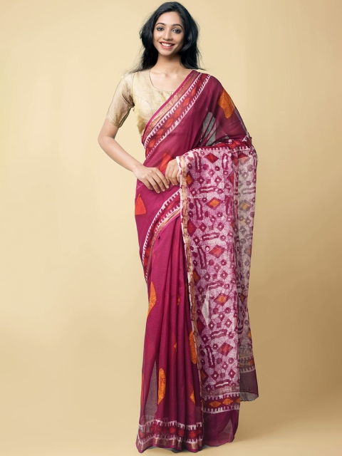 

Unnati Silks Maroon & White Pure Cotton Kota Saree