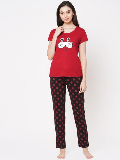 

Sweet Dreams Women Red Printed Night suit