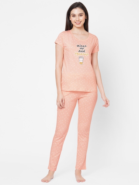

Sweet Dreams Women Peach-Coloured Printed Night suit