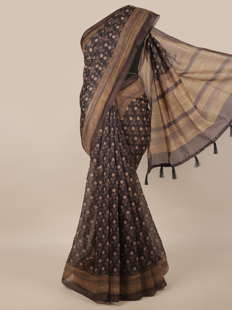 

Pothys Brown & Beige Ethnic Motifs Jute Silk Saree