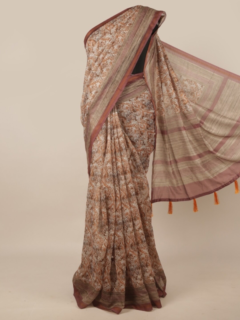 

Pothys Brown & Beige Ethnic Motifs Jute Silk Saree