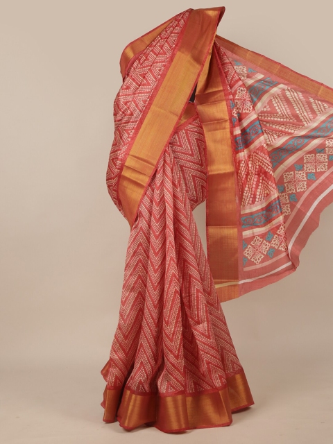 

Pothys Rust & White Zari Saree