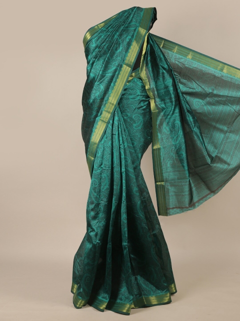 

Pothys Green & Gold-Toned Paisley Zari Saree