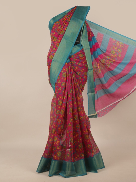 

Pothys Pink & Blue Floral Saree