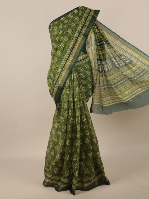 

Pothys Green & Beige Floral Saree