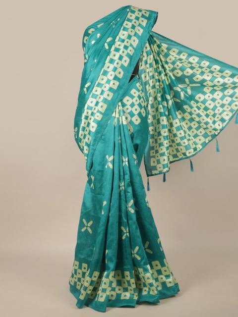 

Pothys Green & Off White Printed Saree