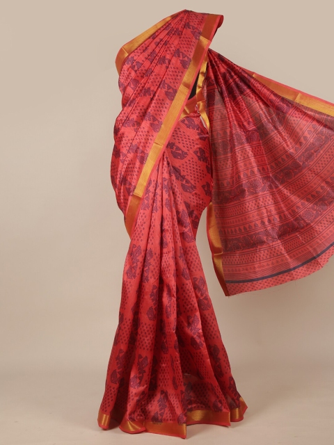 

Pothys Pink & Blue Ethnic Cotton Blend Motifs Saree