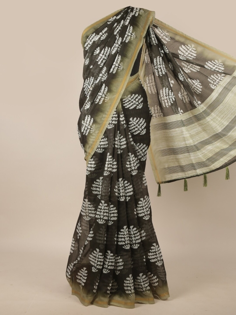 

Pothys Green Floral Jute Silk Saree