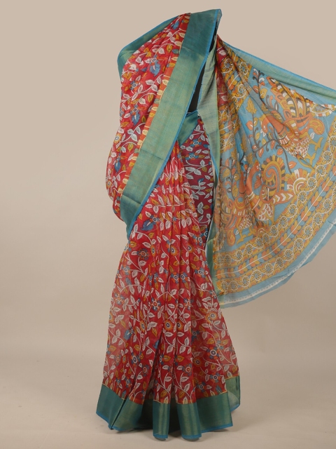 

Pothys Red & Blue Floral Saree
