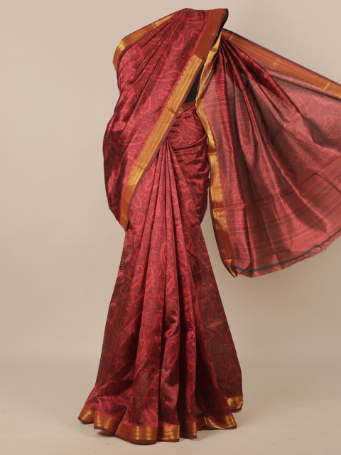 

Pothys Maroon Ethnic Motifs Zari Saree