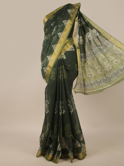 

Pothys Green Printed Cotton Blend Saree
