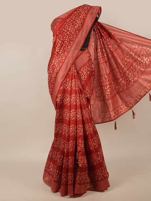 

Pothys Rust & White Floral Saree