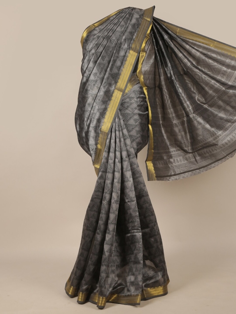 

Pothys Grey Cotton Blend Saree