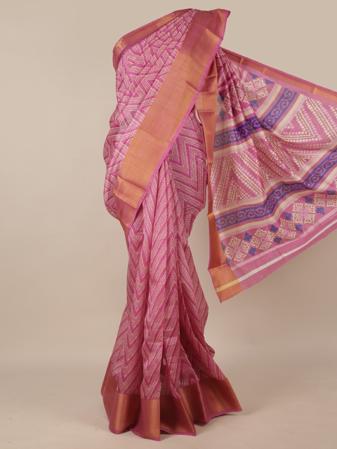 

Pothys Pink Zari Cotton Blend Saree