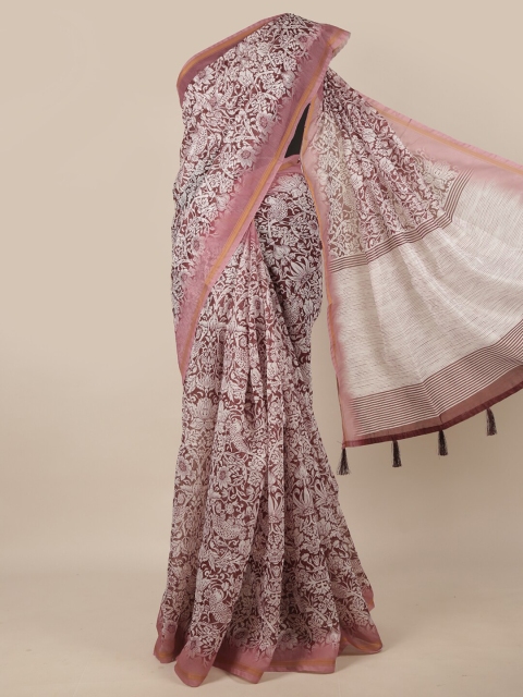 

Pothys Maroon & White Ethnic Motifs Jute Silk Saree