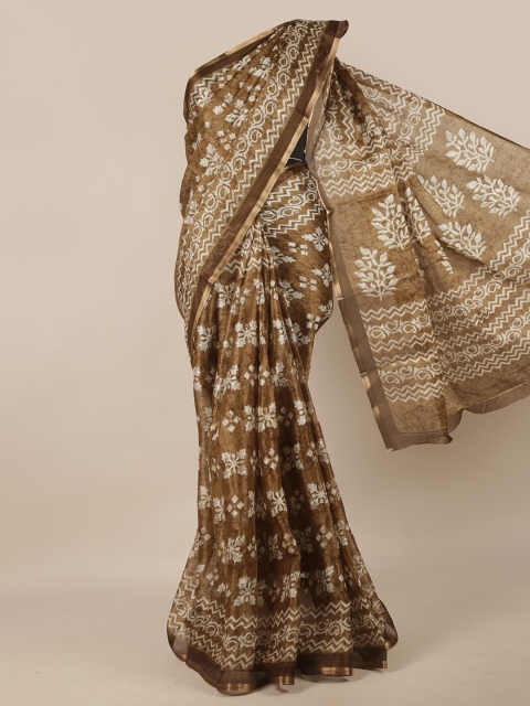

Pothys Olive Green & Off White Ethnic Motifs Zari Jute Silk Saree