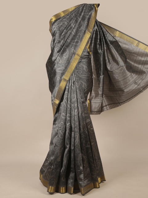 

Pothys Grey & Gold Paisley Zari Saree