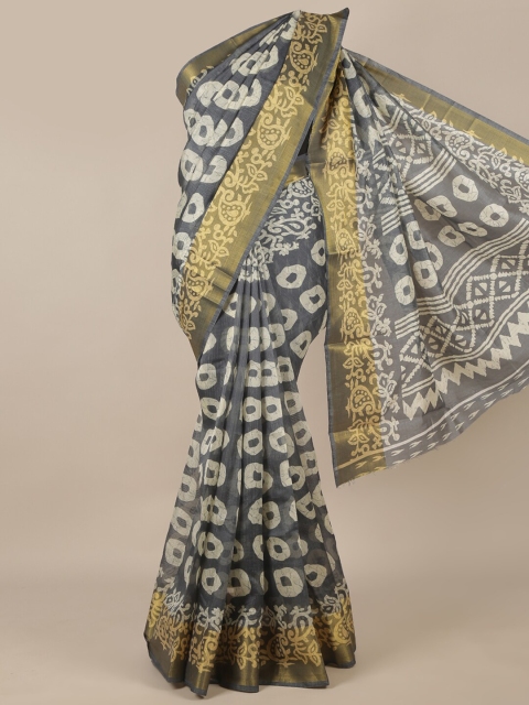 

Pothys Grey & Off White Ethnic Motifs Saree