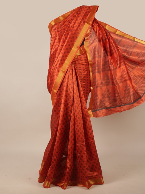 

Pothys Rust & Gold Ethnic Motifs Zari Saree
