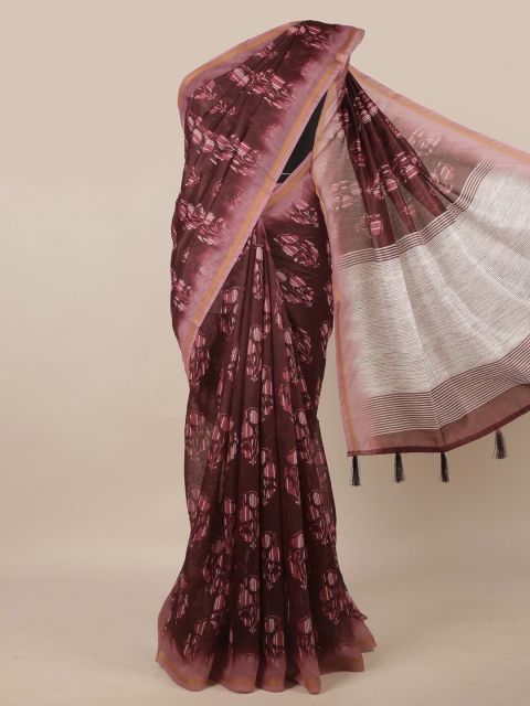 

Pothys Maroon & White Floral Zari Jute Silk Saree